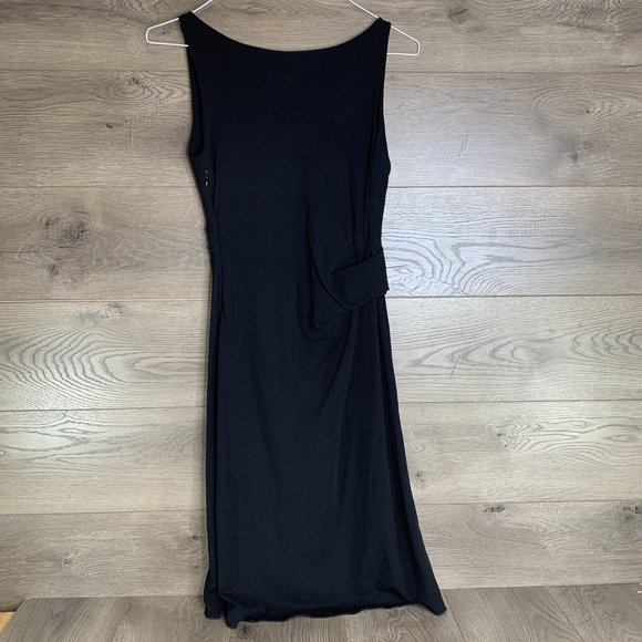 Giorgio Armani Dress Womans 6 Black Sleeveless One Side Waist Gather Swing Hem - Picture 7 of 11